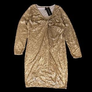 NWT Glitzy Girlz gold sequns dress womens size XL speacial occasion